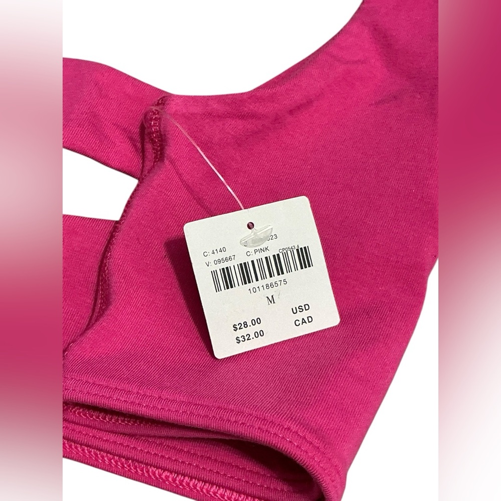 ANTHROPOLOGIE The LyreBird CottonCloud Asymmetric Cutout Bralette M Hot Pink NWT - Picture 4 of 10